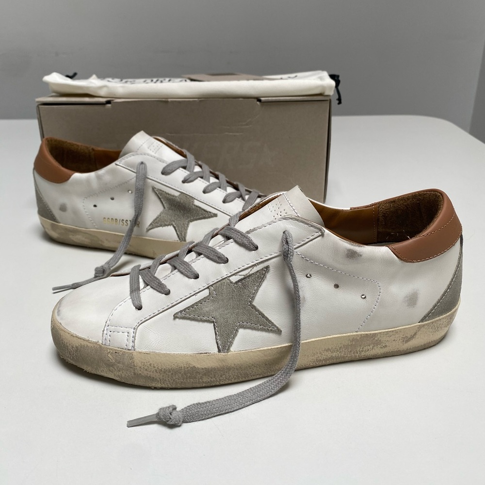 Golden Goose Superstar Sneaker in White Leather/Light Brown size 41 New in Box - Picture 10 of 14